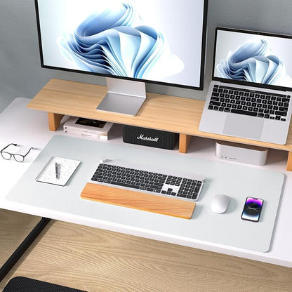 Aothia Leather Desk Pad Protector, Office Mat, Large Mouse Pad, Non-Slip PU Leather Blotter, Laptop Desk Pad, Waterproof Writing Pad for Office and Home (Barely Grey, 31.5" x 15.7")