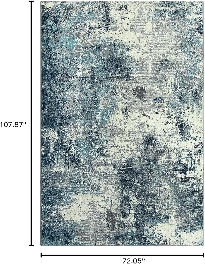 Lahome Abstract Rugs for Bedroom, Machine Washable 6x9 Area Rugs Living Room Non-Slip, Low-Pile Soft Modern Blue Grey Large Indoor Floor Carpet for Home Office Dining Room Under Table