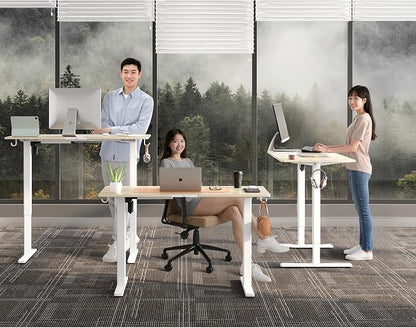 Electric Standing Desk,40x24 Inches Adjustable Height Stand up Desk, Sit Stand Home Office Desk with Splice Board, 3 Preset Heights,Equipped with Hooks,Ergonomic Computer Workstation，Nature