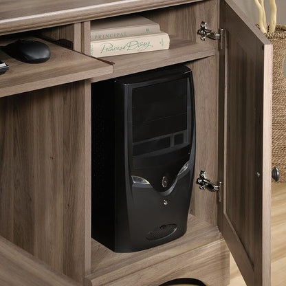 Sauder Harbor View Computer Desk, 66.14"D x 66.14"W x 30.28"H , Salt Oak finish