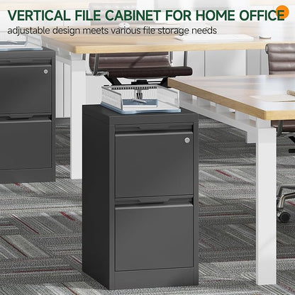 2 Drawer File Cabinet with Lock, Filing Cabinets for Home Office | Small File Cabinet Under Desk, Lockable File Cabinet, Metal File Cabinet for Letter/Legal/A4/F4 Size, Assemble Required