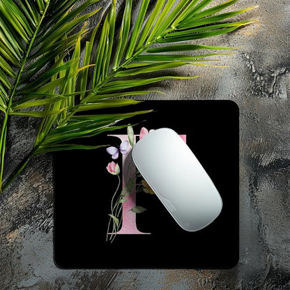 Mouse Pad Pinks Flowers Initial Letters Mousepad Desktop Laptop Computer Accessories Home Office Gaming Work Desk Computer Non-Slip Rubber Monogram Floral Alphabet A-Z mousepad (F)
