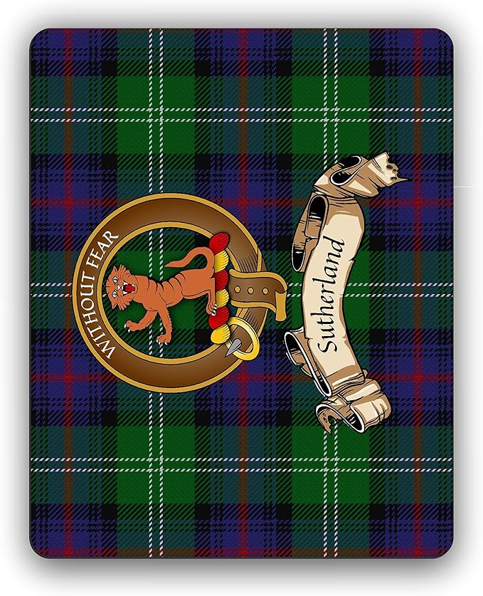 Sutherland Scottish Clan Tartan Crest Computer Mouse Pad