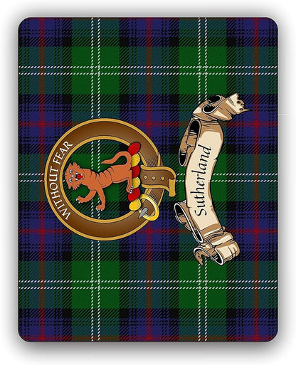 Sutherland Scottish Clan Tartan Crest Computer Mouse Pad