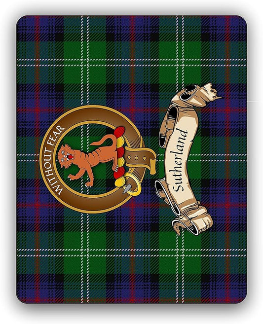 Sutherland Scottish Clan Tartan Crest Computer Mouse Pad