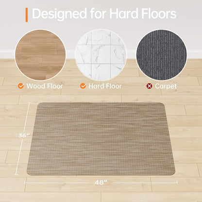 Office Chair Mat, 36" x 48" Computer Chair Mat for Hardwood Floor, Non-Curve Anti Slip Hard Floor Protector for Rolling Chair, PVC Mat Desk Rug for Home Office