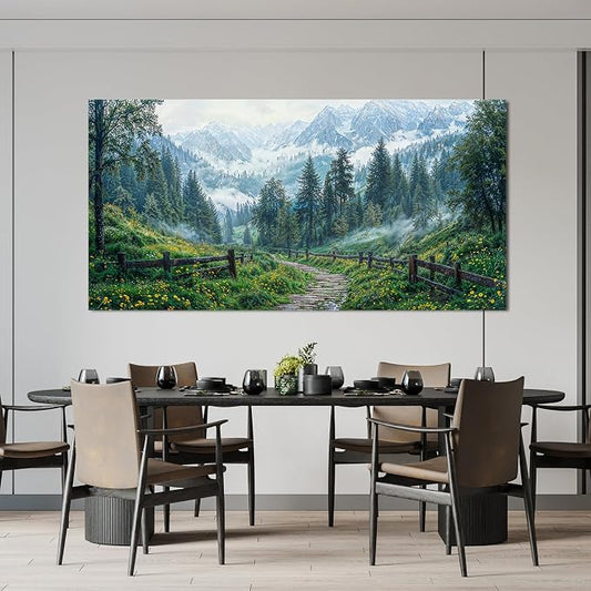 Canvas Wall Art Decor Canvas Art Wall Decor Modern Large Landscape Wall Art Wall Art Pictures for Living Room Large Artwork for Walls Green Forest Wall Art Prints Bedroom Office Decor 29" X 58"
