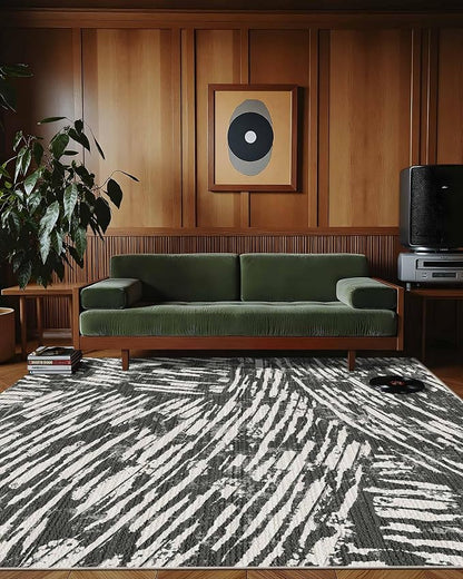 Latte&Fog 8x10 Area Rugs for Living Room, Large Modern Abstract Washable Rug, Boho Non Slip Low Pile Carpet for Indoor Bedroom Dining Room, Office, Dorm, Classroom, Farmhouse and Kids Room