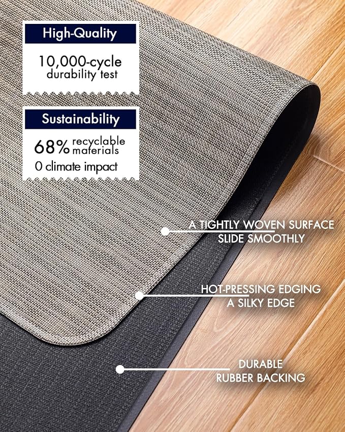Baroyal Office Chair Mat for Hardwood Floor Under Desk Computer Rolling Chair Mat for Wood/Tile Floor Non-Slip Heavy Duty Desk Rug PVC Plastic Hard Floor Protector 48" x 60" (Soapstone)