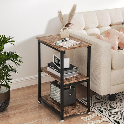 VECELO Tall End Side Table,30" Height Nightstand with 3-Tier Storage Shelf for Living Room Bedroom Office Hallway Study