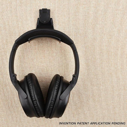 Fabric Wall Headphone Stand for Office, Cubicle Headphone Holder for Work Decor, Space-Saving Hanger Cubicle Accessories for Women Men Desk Organizer, Black (1 Pack)