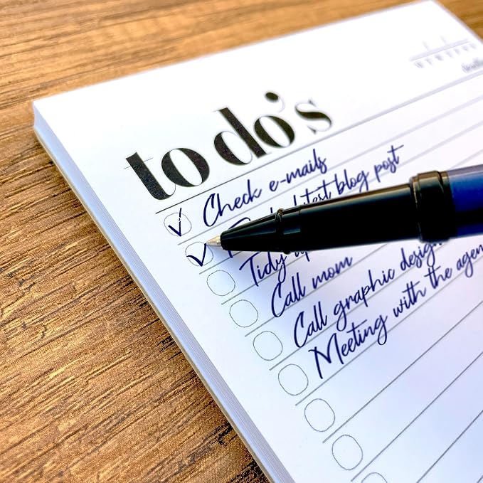 To Do List Notepad - 2 Pack, A5 Size (8.3"x5.8") Premium Thick Paper With Cardboard Back Support, Undated Daily Planner Notepad, Daily To Do List Notebook, Ruled Pages, Checkboxes, Deadline Column.