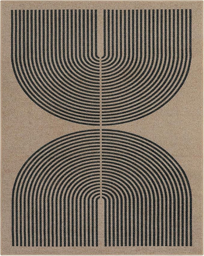 Lahome Enfys Modern Rainbow Easy Jute 9x12 Rug, Large Outdoor Patio Rug Farmhouse Indoor Outdoor Living Room Carpet, Contemporary Non Slip Non Shedding Nature Carpet for Dining Room Basement Backyard