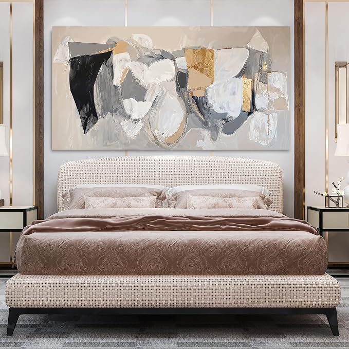 Abstract Canvas Wall Art Decor Black Large Wall Art Decor for Living Room Gray Gold Modern Abstract Graffiti Art Wall Canvas Art Poster Print Wall Pictures for Bedroom Office Decor 24" X 48"