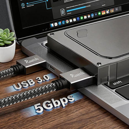 USB to USB Cable 3 ft, USB 3.0 Male to Male Braided Cord, 5Gbps Data Transfer, Compatible with Hard Drive, Cooling Pad, DVD (Not PC-to-PC)
