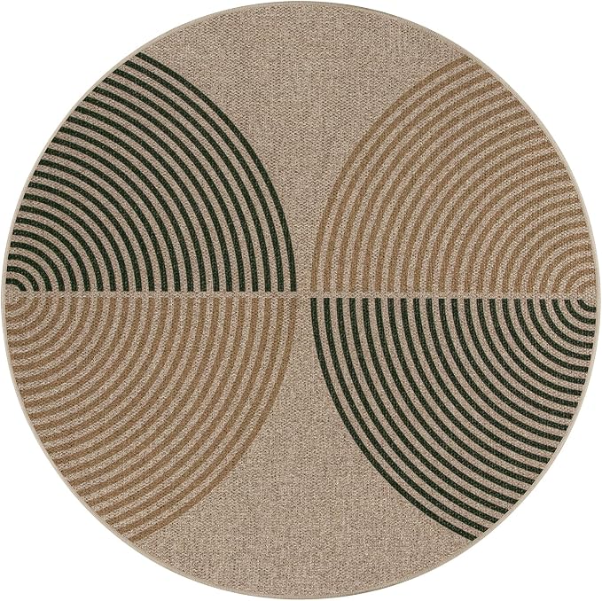 Lahome Enfys Modern Rainbow Round Rug, 6ft Easy Jute Circle Patio Rug Washable Indoor Outdoor Rugs for Living Room, Farmhouse Natural Round Area Rug Contemporary Carpet for Entryway Backyard