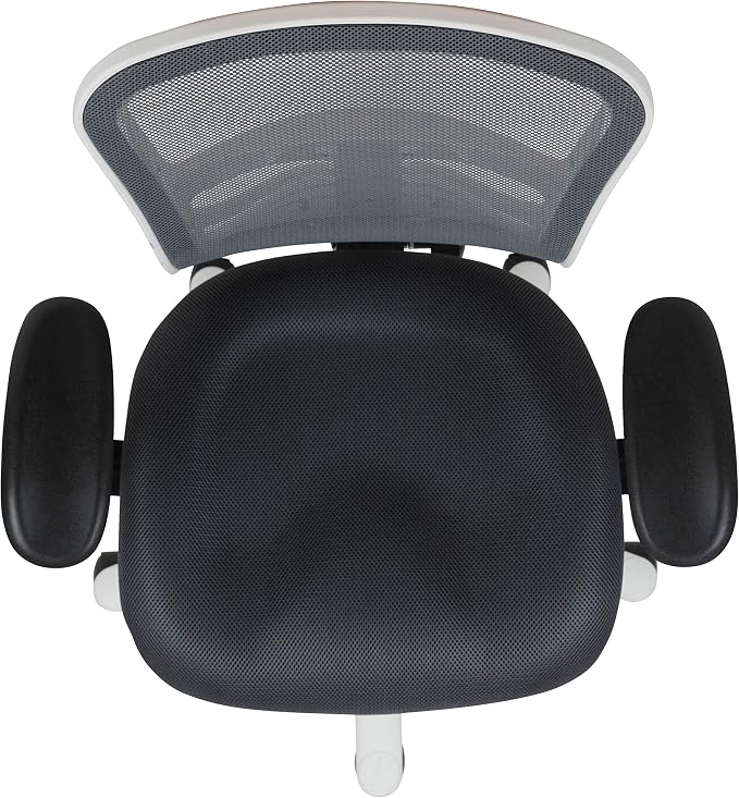 Flash Furniture Nicholas Mid-Back Swivel Office and Gaming Chair, Ergonomic Mesh Office Chair with Adjustable Lumbar Support and Height, Gray/White