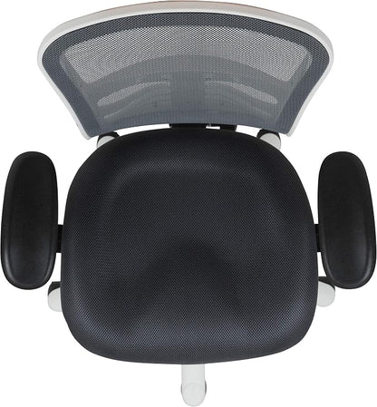 Flash Furniture Nicholas Mid-Back Swivel Office and Gaming Chair, Ergonomic Mesh Office Chair with Adjustable Lumbar Support and Height, Gray/White