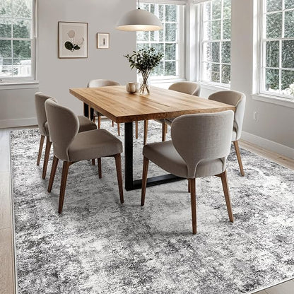 UERMEI 6x9 Washable Area Rug - Neutral Modern Abstract Living Room Rugs, Non-Slip Soft Large Indoor Floor Carpet for Bedroom Home Office & Under Dining Table Decor, Grey