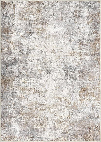 UERMEI 10x12 Area Rug Living Room Rugs - Washable Neutral Modern Abstract Soft Thin Large Rug Indoor Floor No Slip Rug Carpet for Bedroom Under Dining Table Home Office Decor - Brown Grey