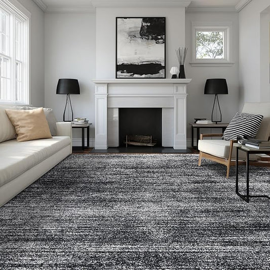 BILEEHOME Black Rug for Bedroom Living Room,Bohemian Abstract 6x9 Area Rugs for Dining Room Under Table