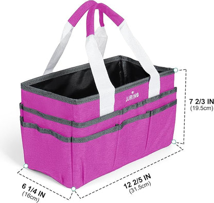 JJRING Craft Organizer Tote Bag, Art Storage Caddy with Multiple Pockets, Deep Red Sewing Bag for Art, Craft, Scrapbooking, School, Medical, and Office Supplies Storage