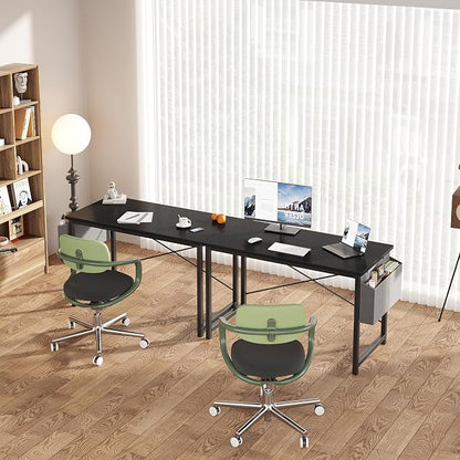 OLIXIS Computer Desk, 47 Inch Home Office Desks for Small Spaces, Writing Craft Study Gaming Table for Bedroom, Modern Computer Workstation with Storage Bag, Black