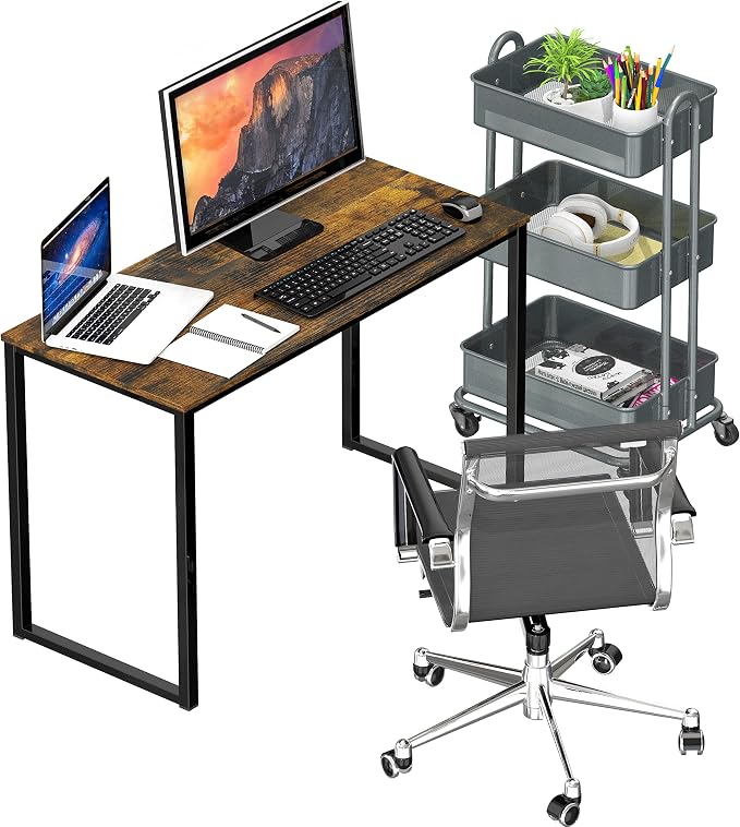 SHW Mission 32-Inch Home Office Computer Desk, Rustic Brown