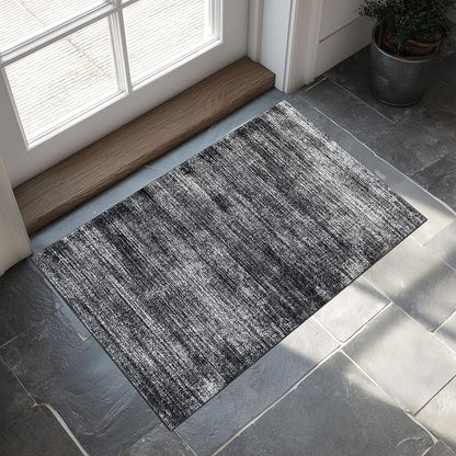 BILEEHOME Black and White Rug for Bathroom Kitchen,Washable Non Slip Abstract Area Rugs for Entrway,2x3