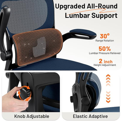 AreShark Drafting Office Chair - Ergonomic Tall Office Chair with Adjustable Footrest Ring - Counter Height Adjustable Rolling Standing Desk Chair with Lumbar Support and Flip-up Armrests for Home
