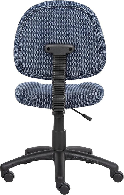 Boss Office Products B315-BE Perfect Posture Delux Fabric Task Chair Without Arms in Blue, 250