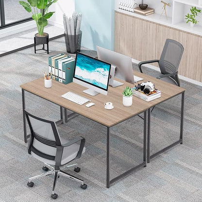 PayLessHere | 39 Inch Computer Desk | Nature | Office Desk with Metal Frame, Adjustable Feet | Water-Resistant, Scratchproof Surface | Sturdy Writing Table for Home Office or Study | Pack of 1