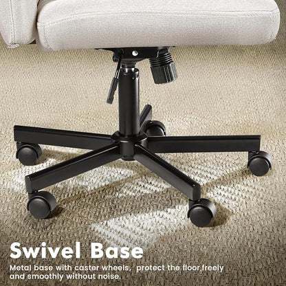 LEMBERI Criss Corss Chair with Wheels, Armless Wide Cross Legged Office Desk Chairs, Fabric Rocking Swivel Computer Task Vanity Makeup Chair for Home Office