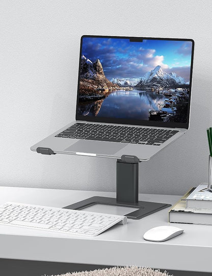 ALASHI Laptop Stand for Desk, Computer Stand Adjustable Height, Ergonomic Notebook Laptop Riser, Aluminum Metal Holder Compatible with 10 to 17.3 Inches Notebook PC Computer, Grey