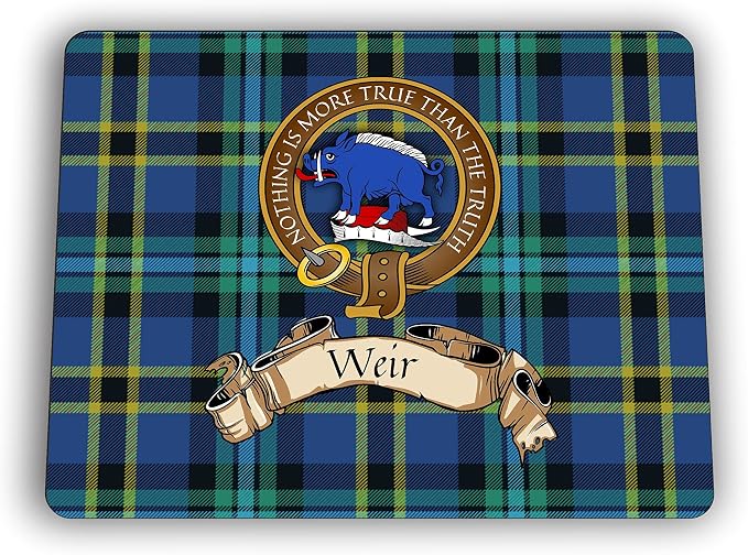 Weir Scottish Clan Tartan Crest Computer Mouse Pad
