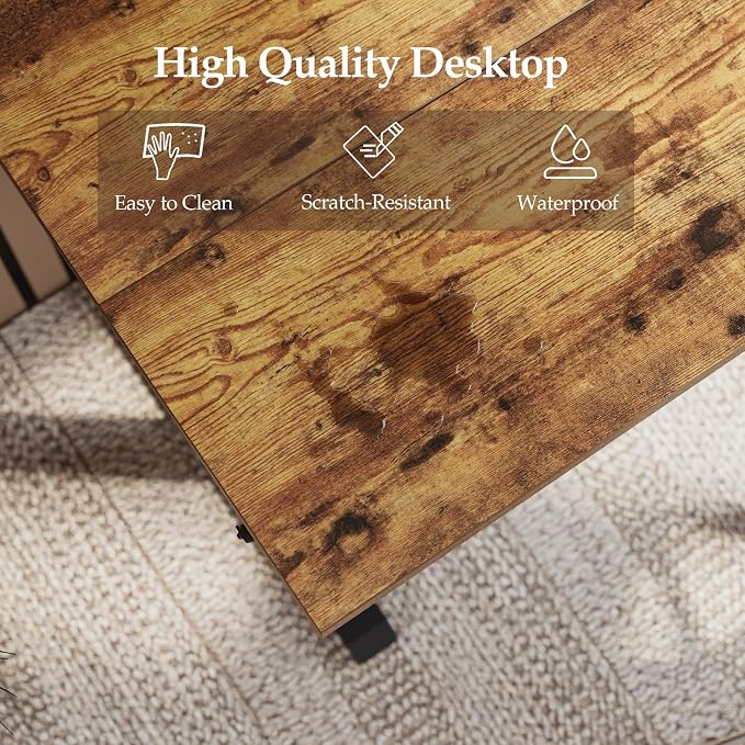 Klicelor 55 Inch Large Electric Standing Desk, Height Adjustable Office Desk, Sit Stand Up Computer Gaming Desk with Memory Preset, Two-Piece Desktop, Rustic Brown