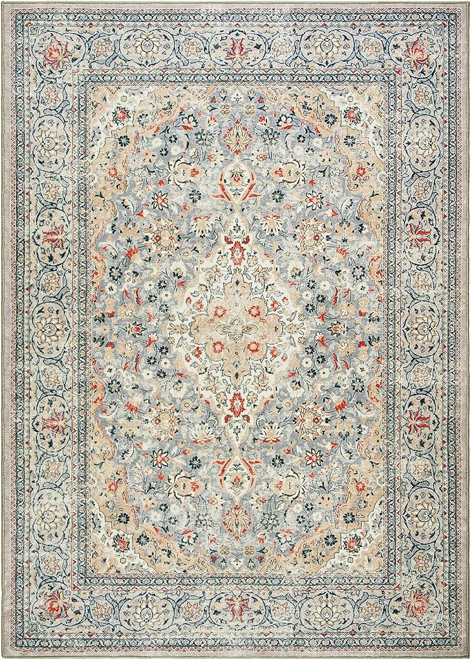 Goideal Washable Entry Rug 2x3, Beige Small Area Rugs Non Slip, Indoor Low Pile Carpet with Rubber Backing for Bathroom Kitchen Entryway Office