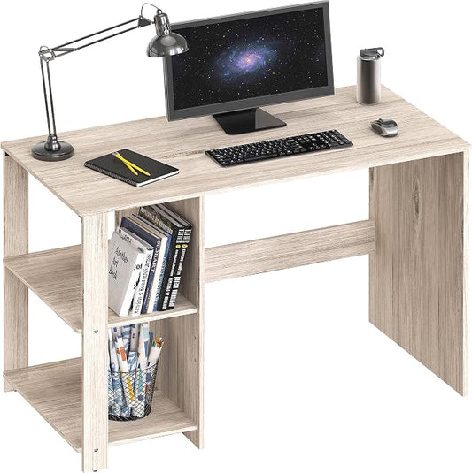 SHW 38-Inch Home Office Computer Desk with Shelves, Maple