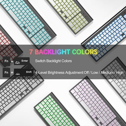 Wireless Backlit Keyboard and Mouse Ultra Slim Combo, TopMate 2.4G Silent Compact 2400DPI Mouse and Scissor Switch Keyboard Set, Batteries Included, for PC/Laptop/Windows/Mac/Gaming - BL Gray Silver
