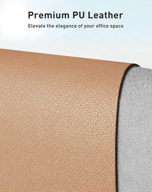 Aothia Faux Leather Desk Mat for Keyboard & Mouse (Khaki, 42" x 17") | Creates One Clean Surface For Your Keyboard, Mouse And Laptop, Helping Keep Your Workspace Organized Every Day