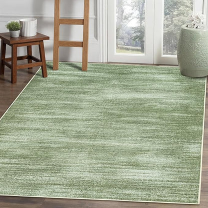 BILEEHOME Modern Abstract Neutral Area Rug 4x6 Olive Green Office Chair Mat for Low Pile Floor Carpet with Non Slip Dark Green 4 x 6 Small Rug for Bedside Dorm Laundry Room