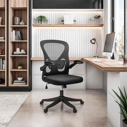 Ergonomic Office Chair with Mesh Back Rest Lumbar Support Flip Up Arms and Swivel, Mid-Back Task Home Office Chair