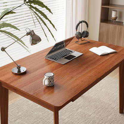 Timechee 47 Inch Compact Computer Gaming Desk, Study Work Office Desk with 2 Storage Drawers, Rectangular Study Reading Table, Simple Computer Writing Table for Home Office, Living Room,Walnut Color