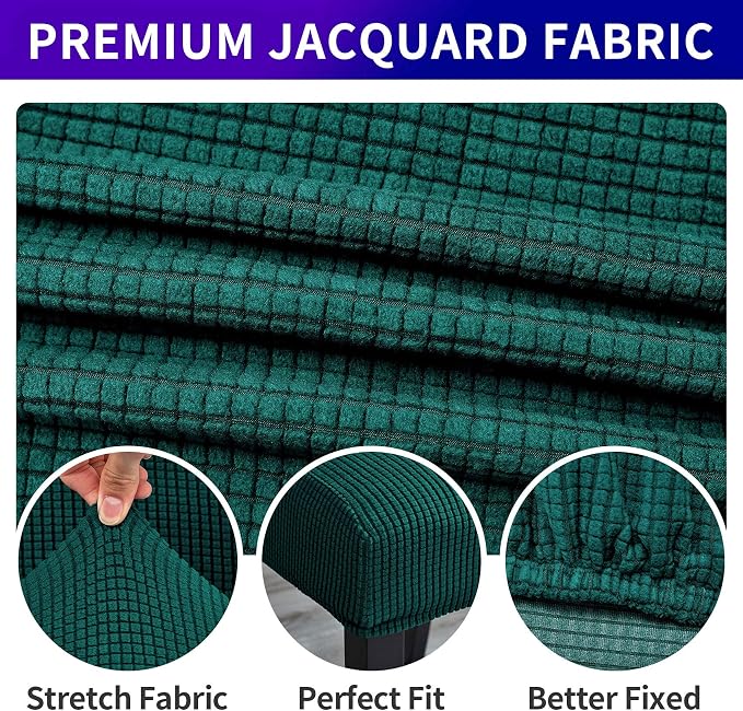 Chair Covers for Dining Room Set of 4, Stretchy Dining Chair Covers, Textured Jacquard Kitchen Chair Slipcovers, Classy Decor for Home and Banquet (Hunter, 4 Pack)