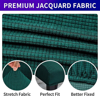 Chair Covers for Dining Room Set of 4, Stretchy Dining Chair Covers, Textured Jacquard Kitchen Chair Slipcovers, Classy Decor for Home and Banquet (Hunter, 4 Pack)
