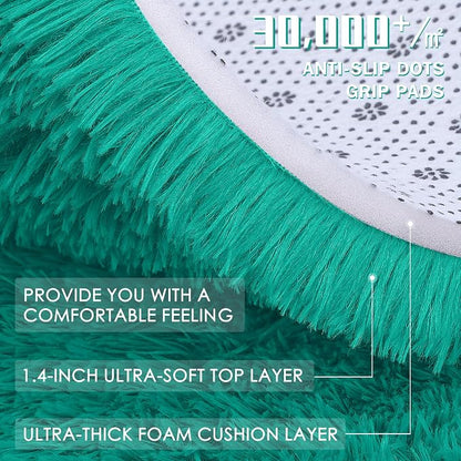 OLANLY 8x10 Machine Washable Large Area Rugs for Living Room, Bedroom, Soft Fluffy Shaggy Bedside Rug, Indoor Floor Carpet for Kids Girls and Boys, Dorms, Nursery, Home Decor Aesthetic, Teal Green