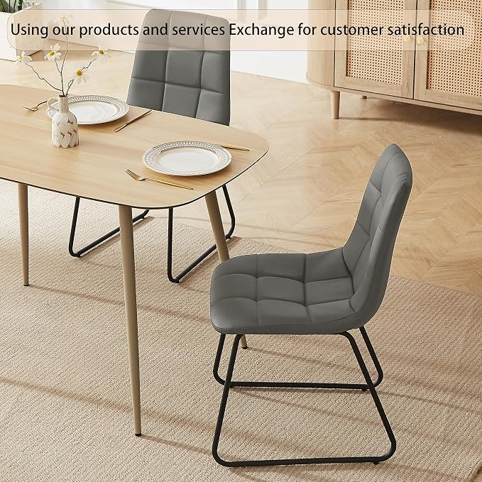 HIPIHOM 55.1'' Natural Wood Dining Table Set for 4 with Leather Chairs - Easy Assembly 4-Piece Kitchen Table and Chair Set, Scratch-Resistant Waterproof Surface (Modern Farmhouse Style)
