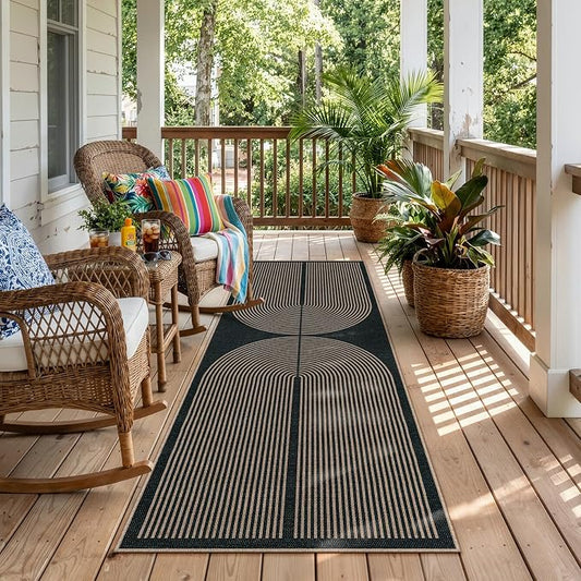 Lahome Enfys Modern Rainbow Hallway Runner Rug, 2x6 Washable Easy Jute Rugs for Entryway Kitchen Farmhouse Indoor Outdoor Carpet, Non Slip Runner for Porch Bedroom Laundry Front Door