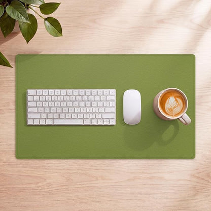 AFIING Cork Desk Mat, 35.4" x 17", Olive Green,Desk pad Protector | Dual-Sided Cork & PU Leather, Large Mouse Pad, Non-Slip & Waterproof