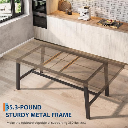 GarveeHome Industrial Dining Table for 6-8 People, 78.7" Long Kitchen Table with Sturdy Metal Frame, Rectangular Counter for Dinner, Kitchen, Dining Room (Rustic Pear, 79" Non-extendable)